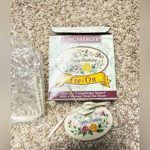 NWT Longaberger Happy Birthday basket tie on accent